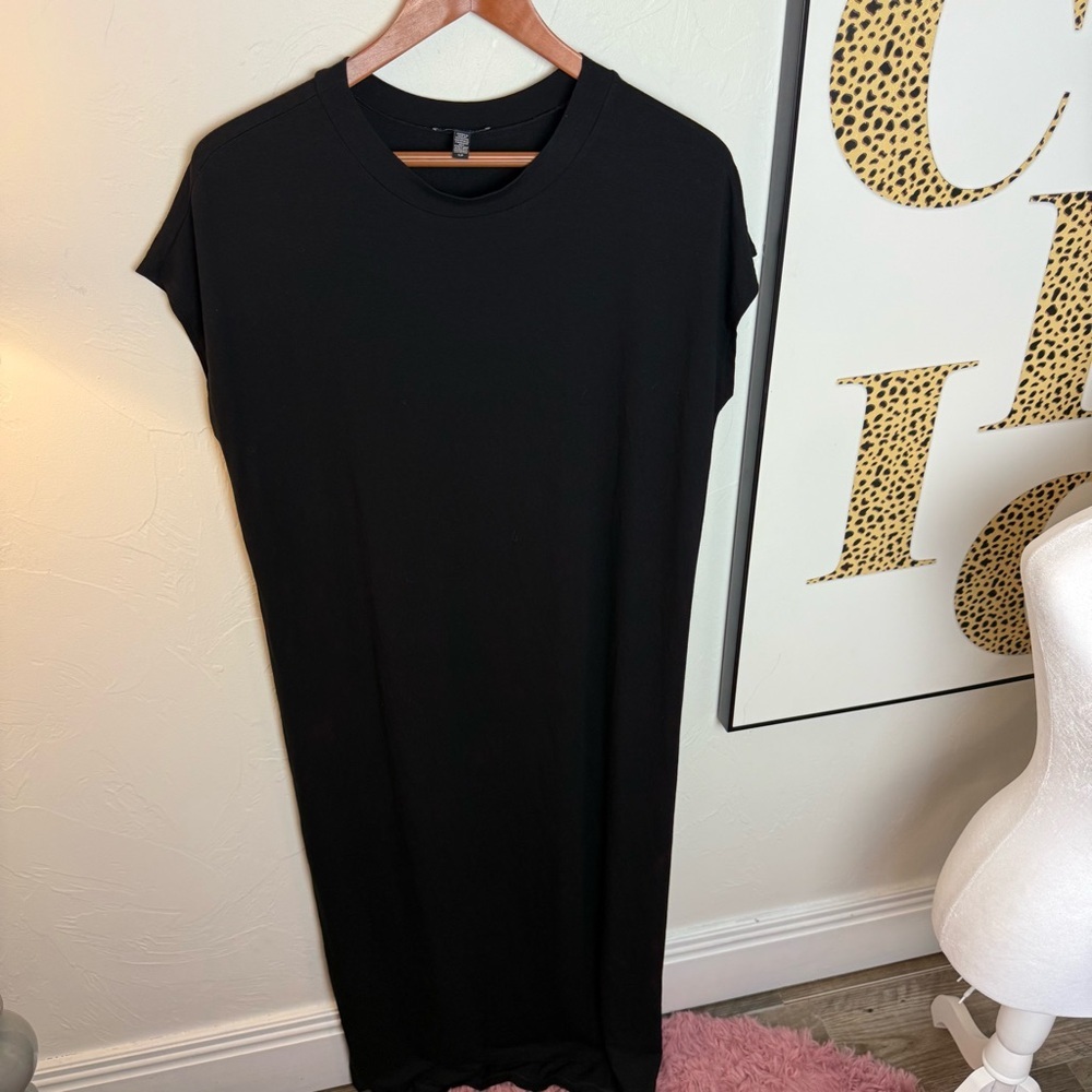 EILEEN FISHER Black Cap Sleeve Midi Dress Size S/P NWOT